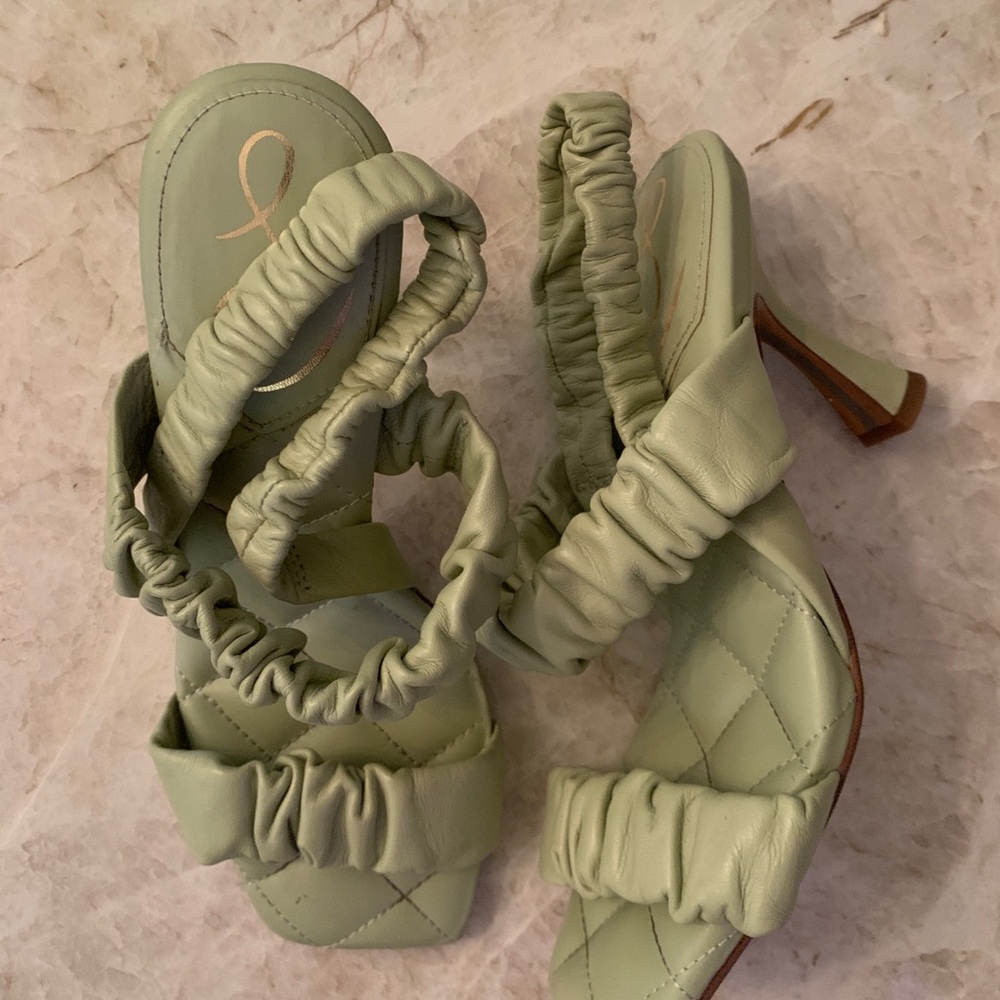 Sam & Libby Green Ruched Heels